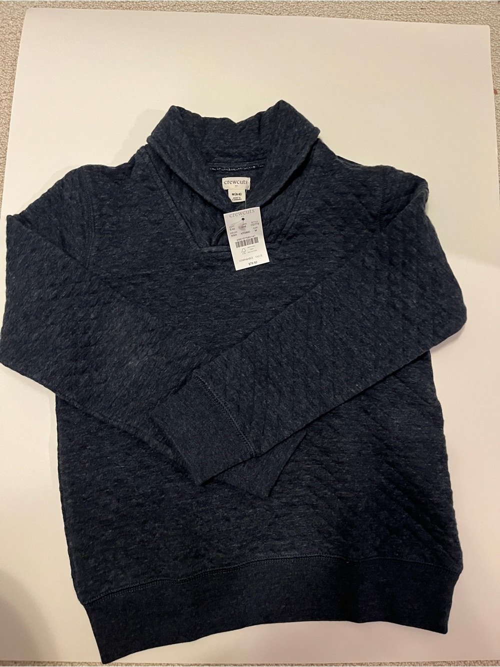 Boys Quilted Shawl Collar Sweater - Navy jcrew factory nwt